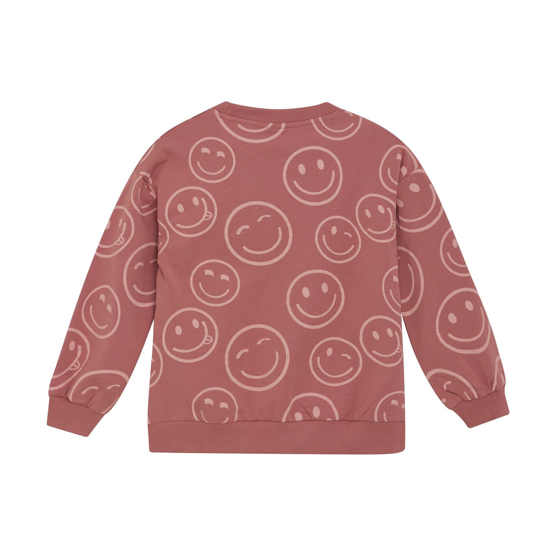 Dieses rosa Sweatshirt von MINYMO ist mit fröhlichen Smileys verziert und sorgt für gute Laune.
