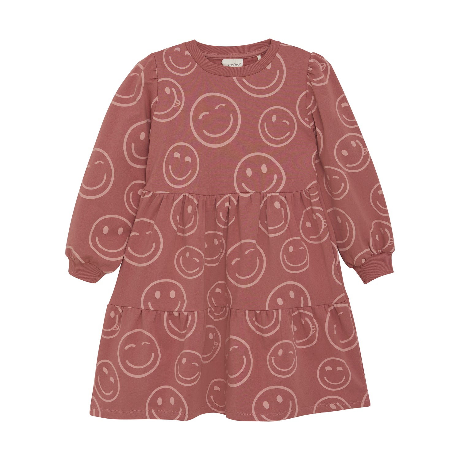 Dieses rosa Kleid von MINYMO ist mit einem fröhlichen Smiley-Motiv versehen und sorgt für gute Laune.