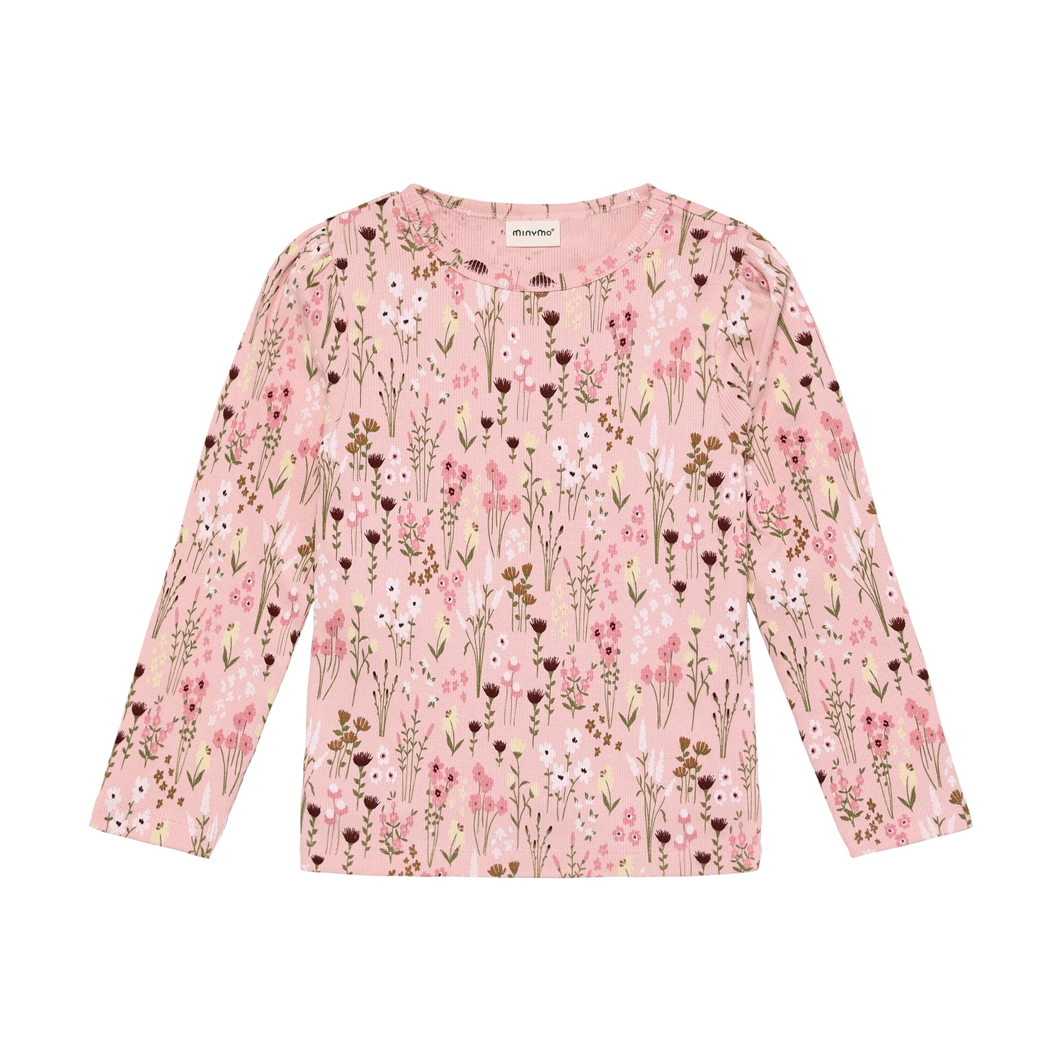 Rosa langarm Shirt von MINYMO mit All-Over Blümchenprint.