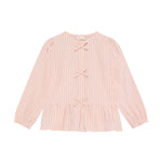 Rosa gestreiftes langarm Shirt von MINYMO mit kleinen Schleifen Details.
