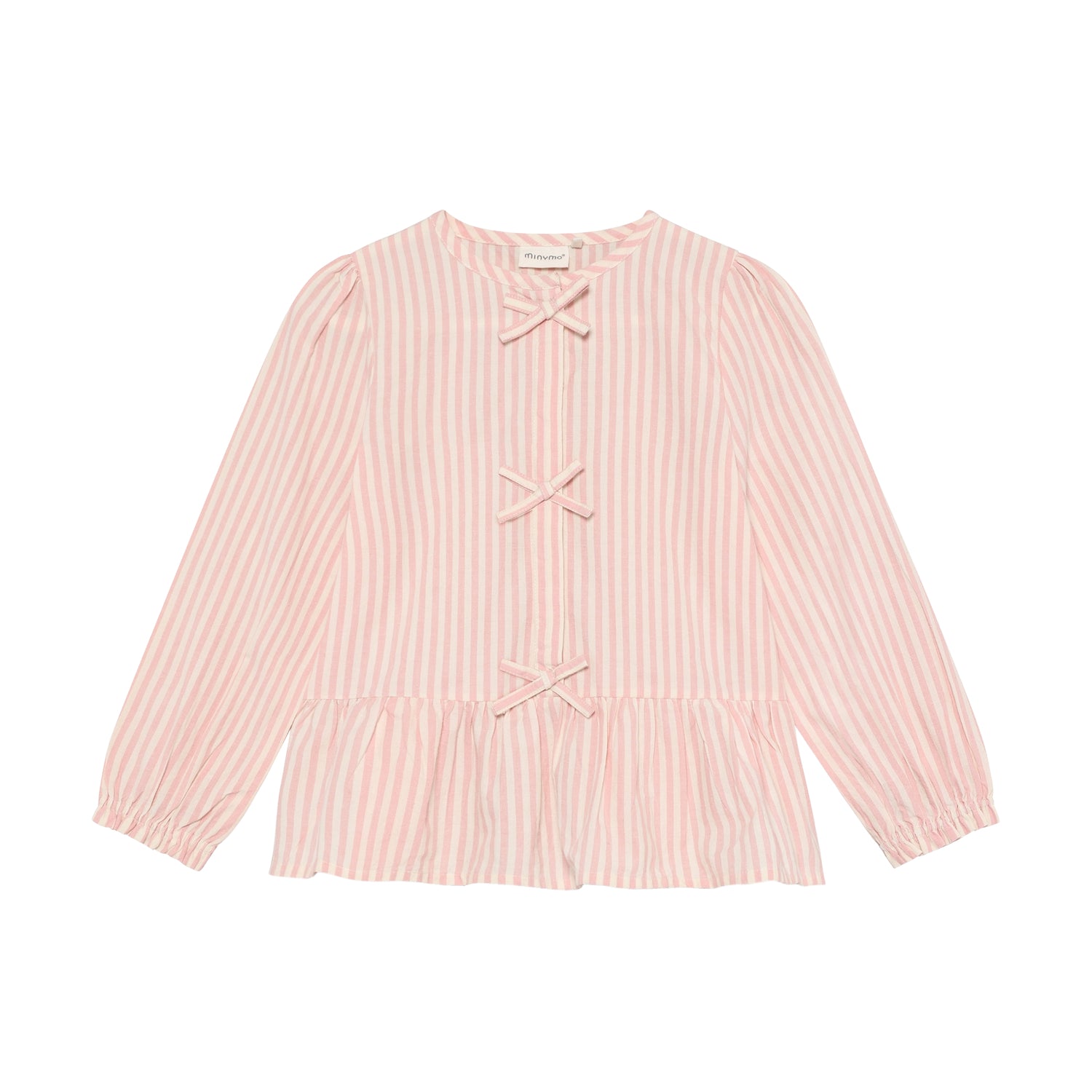 Rosa gestreiftes langarm Shirt von MINYMO mit kleinen Schleifen Details.
