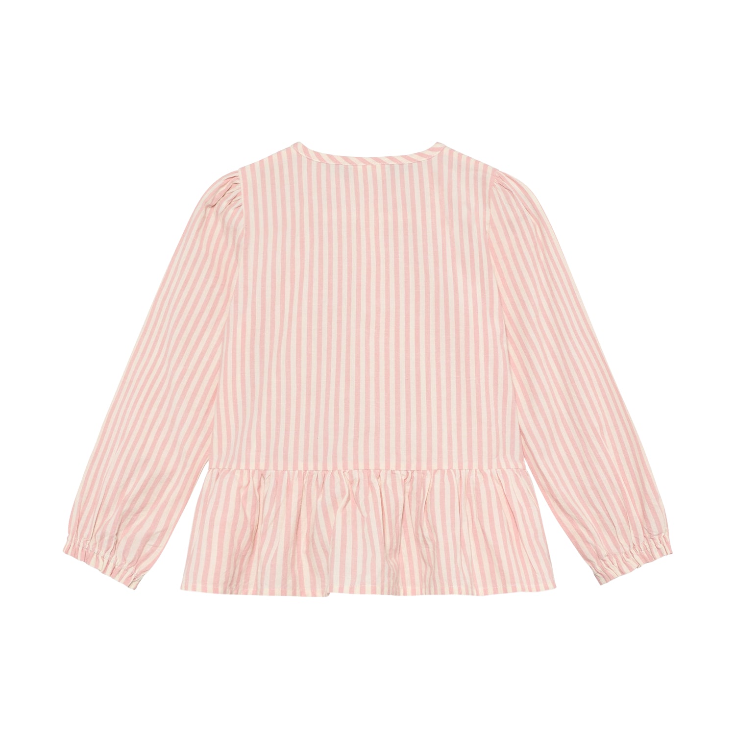 Rosa gestreiftes langarm Shirt von MINYMO mit kleinen Schleifen Details.