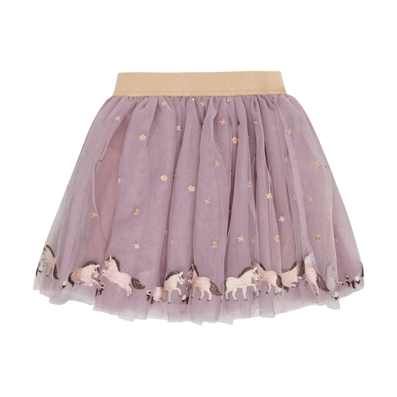 Eleganter lila Rock von Minymo mit zierlichen Pferdedesigns – perfekt für kleine Fashionistas, die Stil und Komfort lieben.