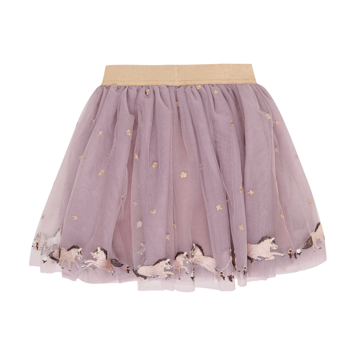 Eleganter lila Rock von Minymo mit zierlichen Pferdedesigns – perfekt für kleine Fashionistas, die Stil und Komfort lieben.