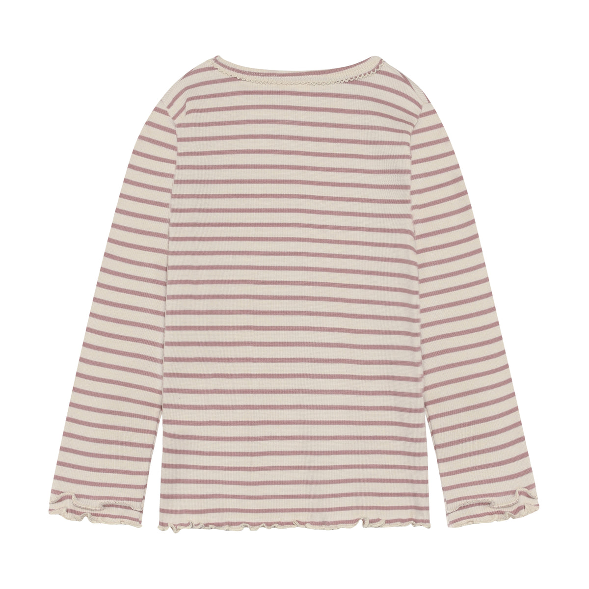 Gestreiftes Langarm-Shirt aus weichem Rib-Material von Minymo mit zierlichem Herzdesign. Die Kombination aus 95% Baumwolle und 5% Elastane sorgt für optimalen Tragekomfort und sanfte Elastizität. Perfekt für Kinder, die Qualität und Style lieben.