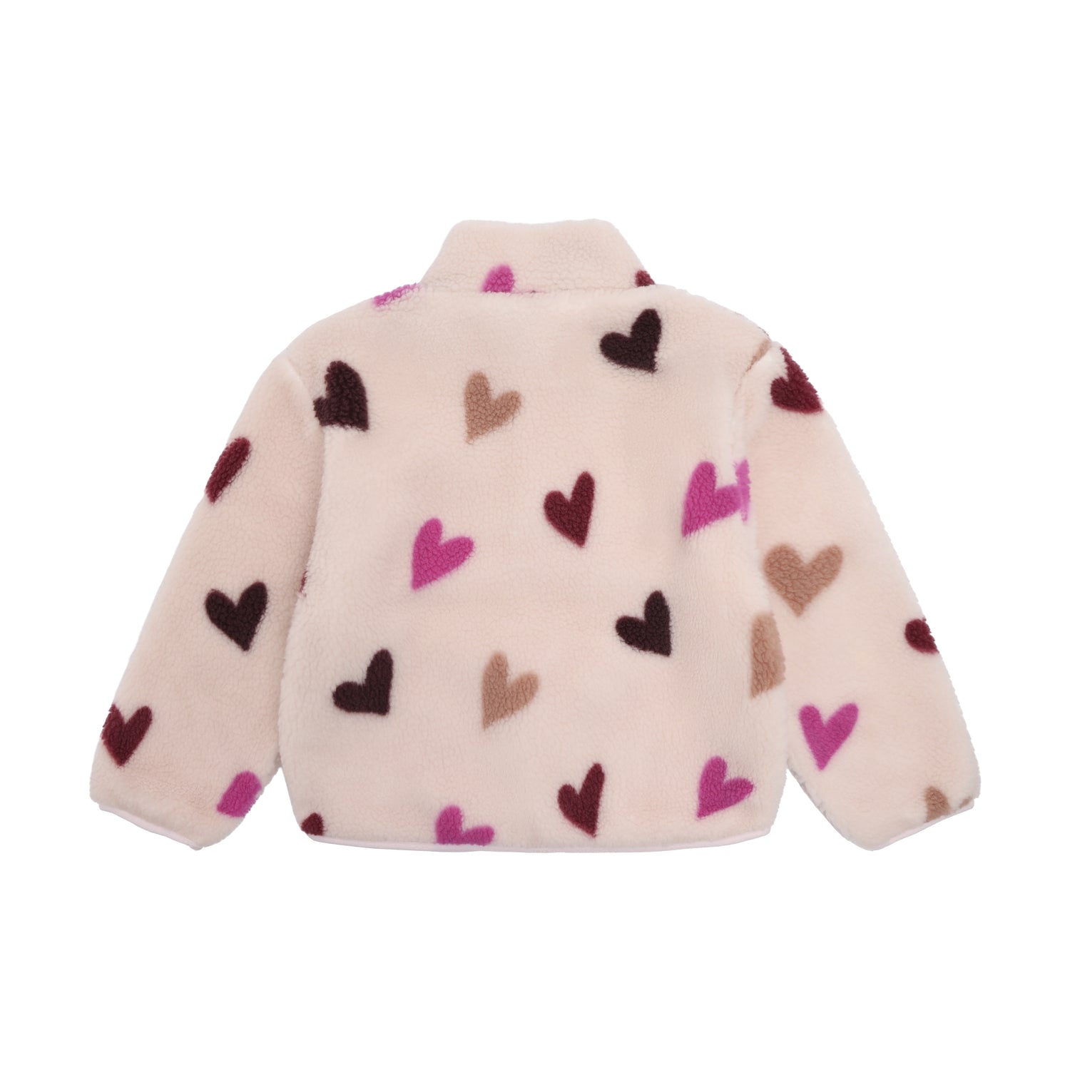 Kuschelige Teddy Jacke mit verspieltem All Over Herzprint – perfekt für kleine Abenteurer. Die hochwertige Polyesterfütterung sorgt für extra Wärme und Komfort an kühlen Tagen. Minymo Qualität für zeitlose Kindermode.