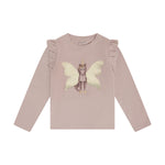 Langärmeliges T-Shirt von Minymo mit fliegendem Einhorn-Motiv und glitzernden Pailletten-Flügeln. Weiches, elastisches Material aus 95% Baumwolle und 5% Elastane für optimalen Tragekomfort.