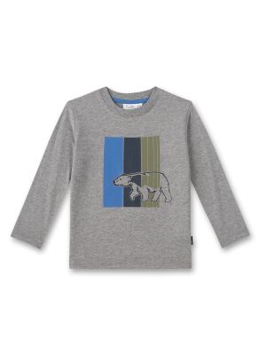 Langarmshirt für Jungen mit Eisbärartwork und Farbhighlights von Sanetta Kidswear. - angenehm griffige Velours-Single Qualität aus 100% 