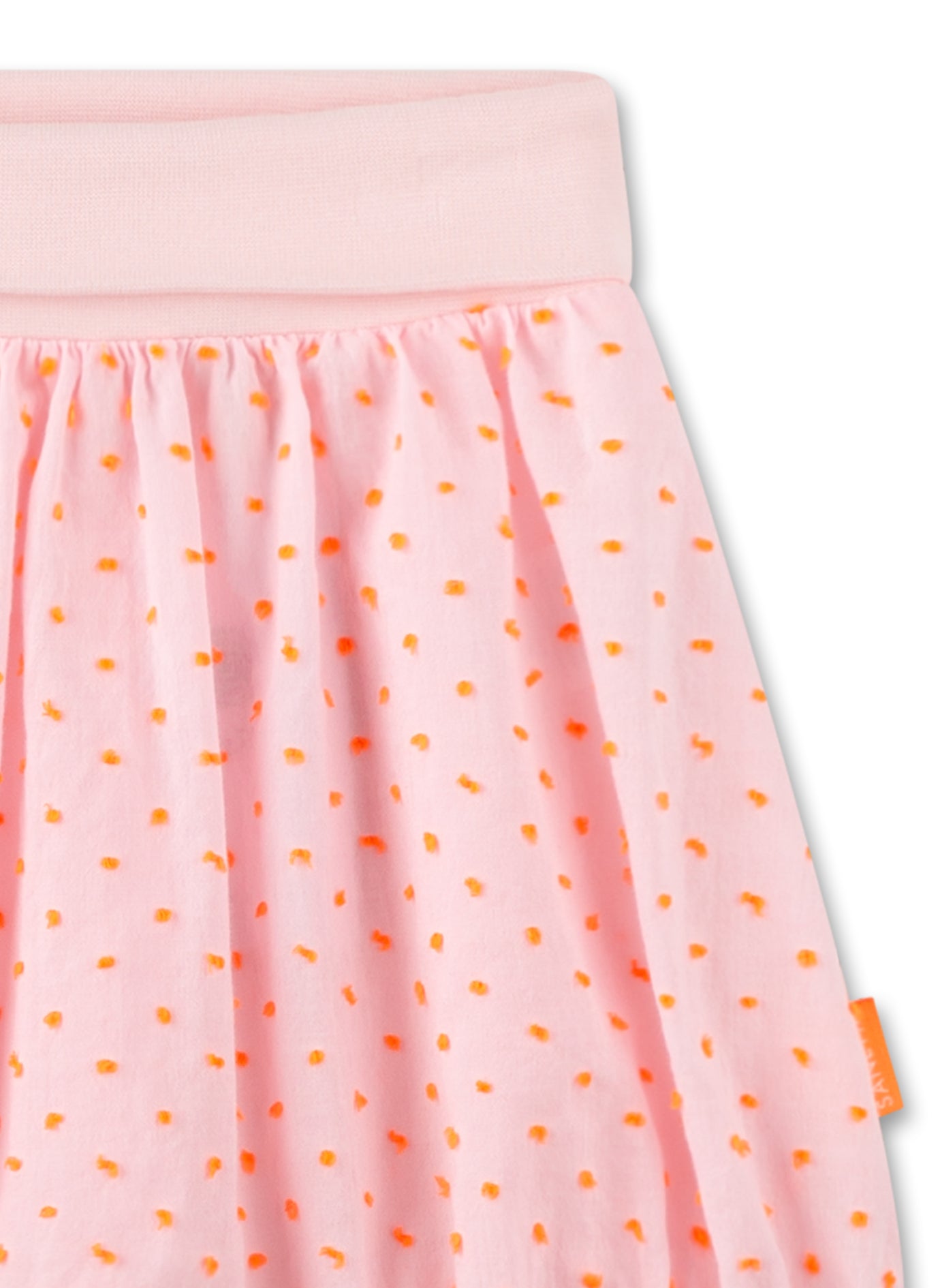 Sommershorts für kleine Mädchen im Baby- und Kleinkindalter in Rosa mit eingewebten Knötchen in Orange von Sanetta Pure