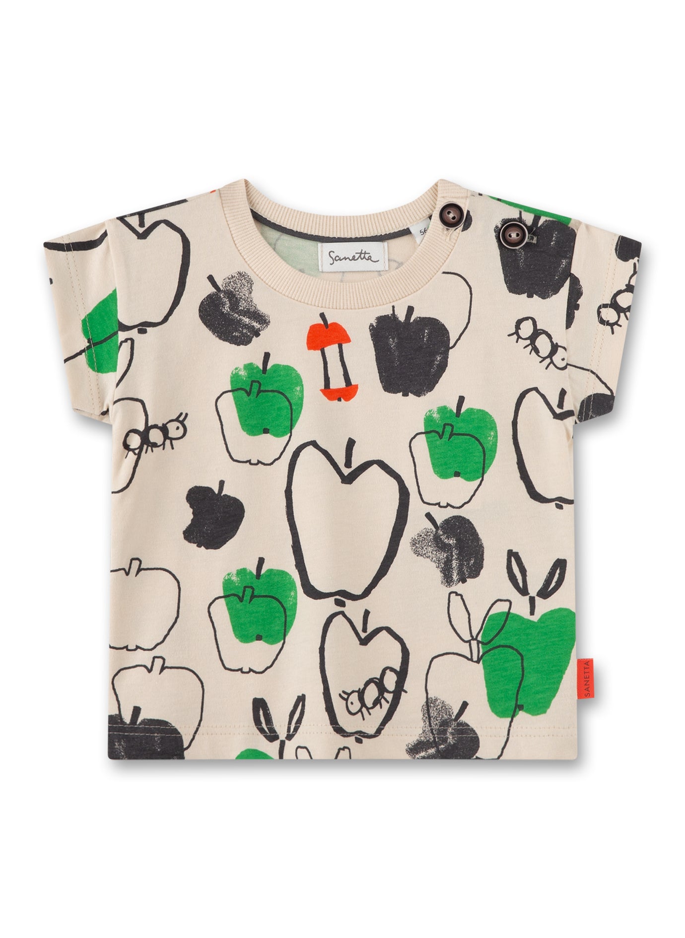T-Shirt von Sanetta Pure mit einem witzigen Apfel-Allover