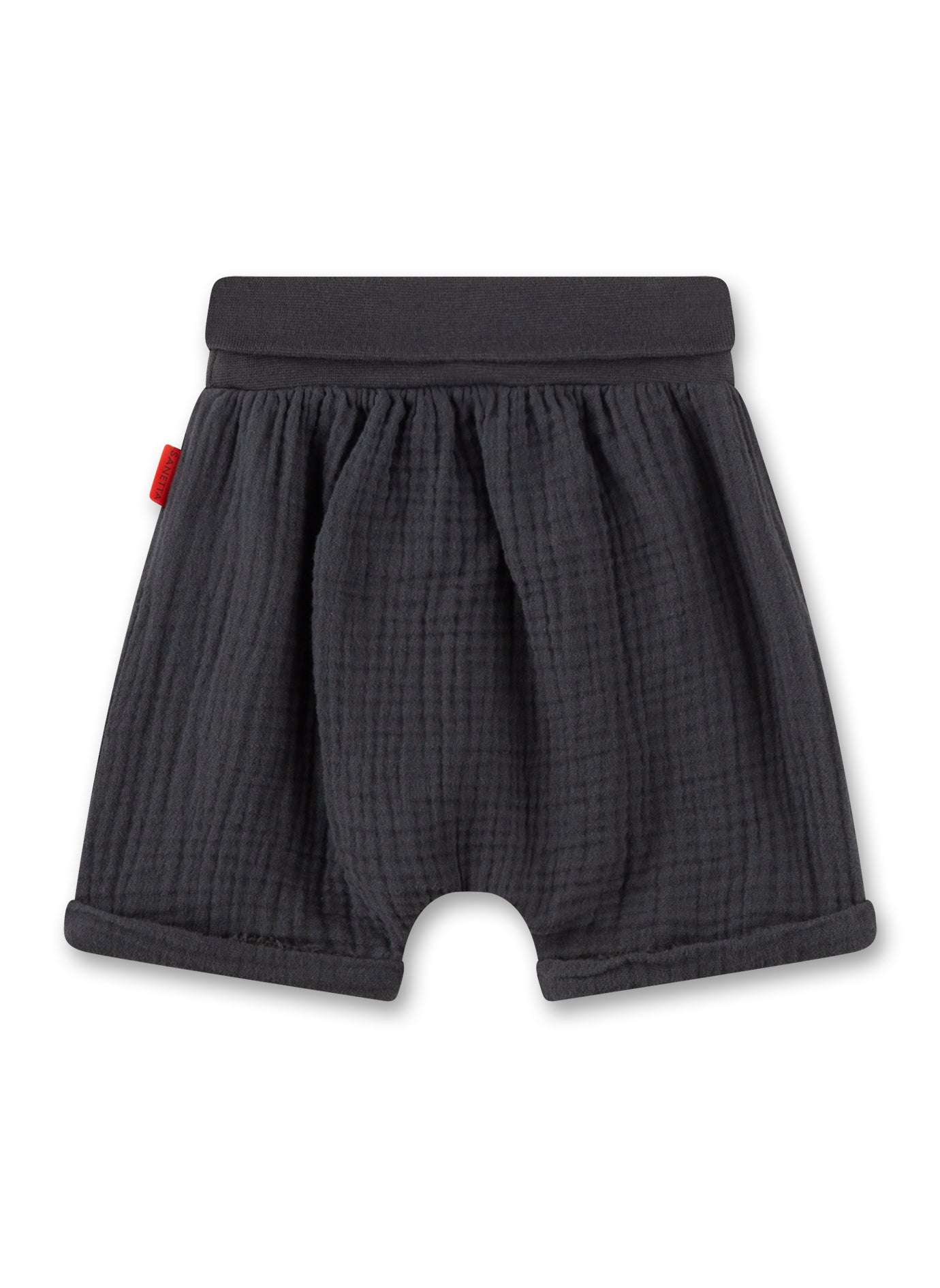 Einfarbige Sommer-Shorts für Babys und Kleinkinder in Anthrazit aus gemütlichem Musselin von Sanetta Pure