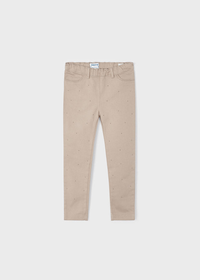 Leggings in beige mit Strasssteinen