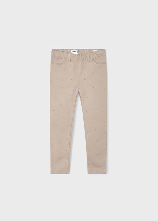 Leggings in beige mit Strasssteinen