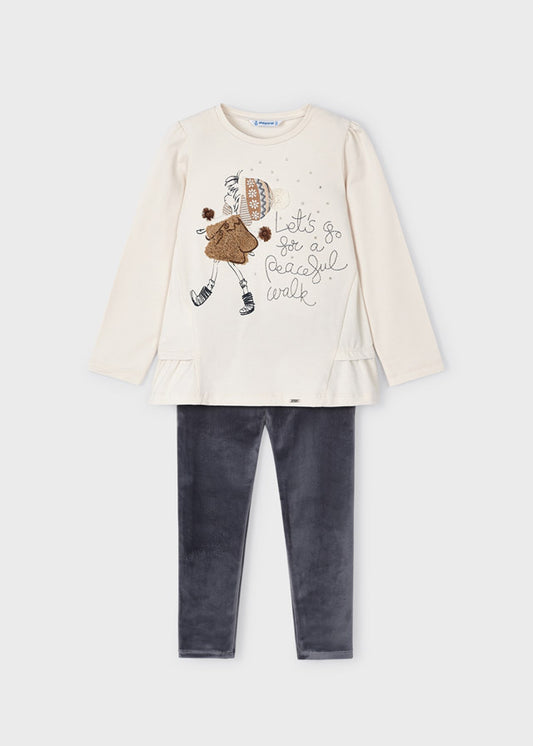 2er Set bestehend aus T-Shirt und Samt-Leggings