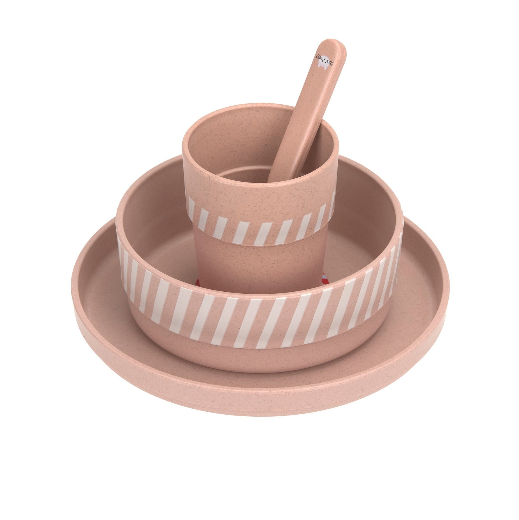 Das 4-teilige Geschirr Set Tiny Team Cat von Lässig punktet mit Funktionalität, liebevollem Design und ressourcenschonendem Material. Das Kindergeschirr ist BPA-frei, leicht sowie mikrowellen- und spülmaschinengeeignet.
