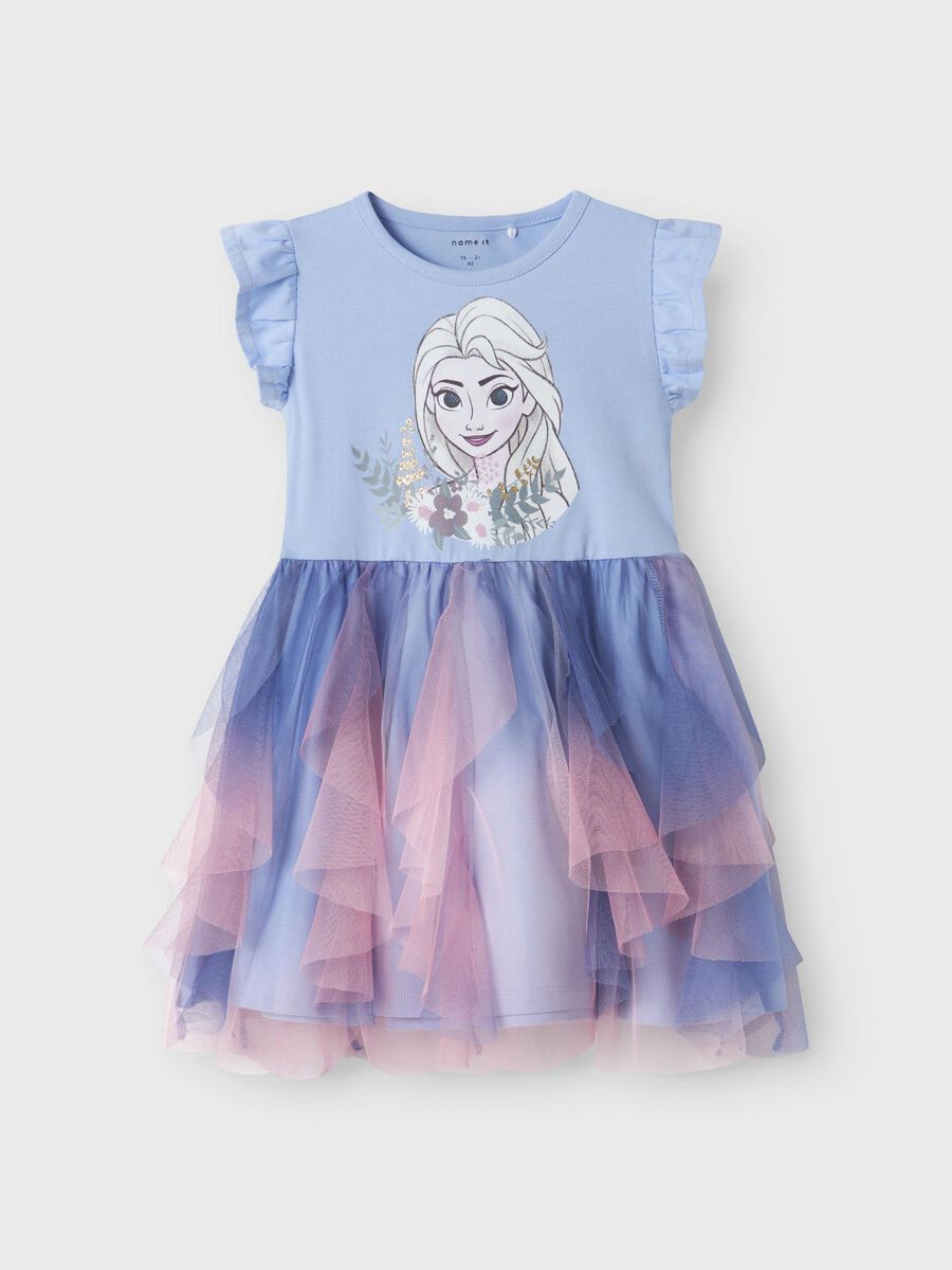 Dieses Midi-Kleid von name it präsentiert sich in einer eleganten Kombination aus Blau und Rosa, inspiriert von Frozen.