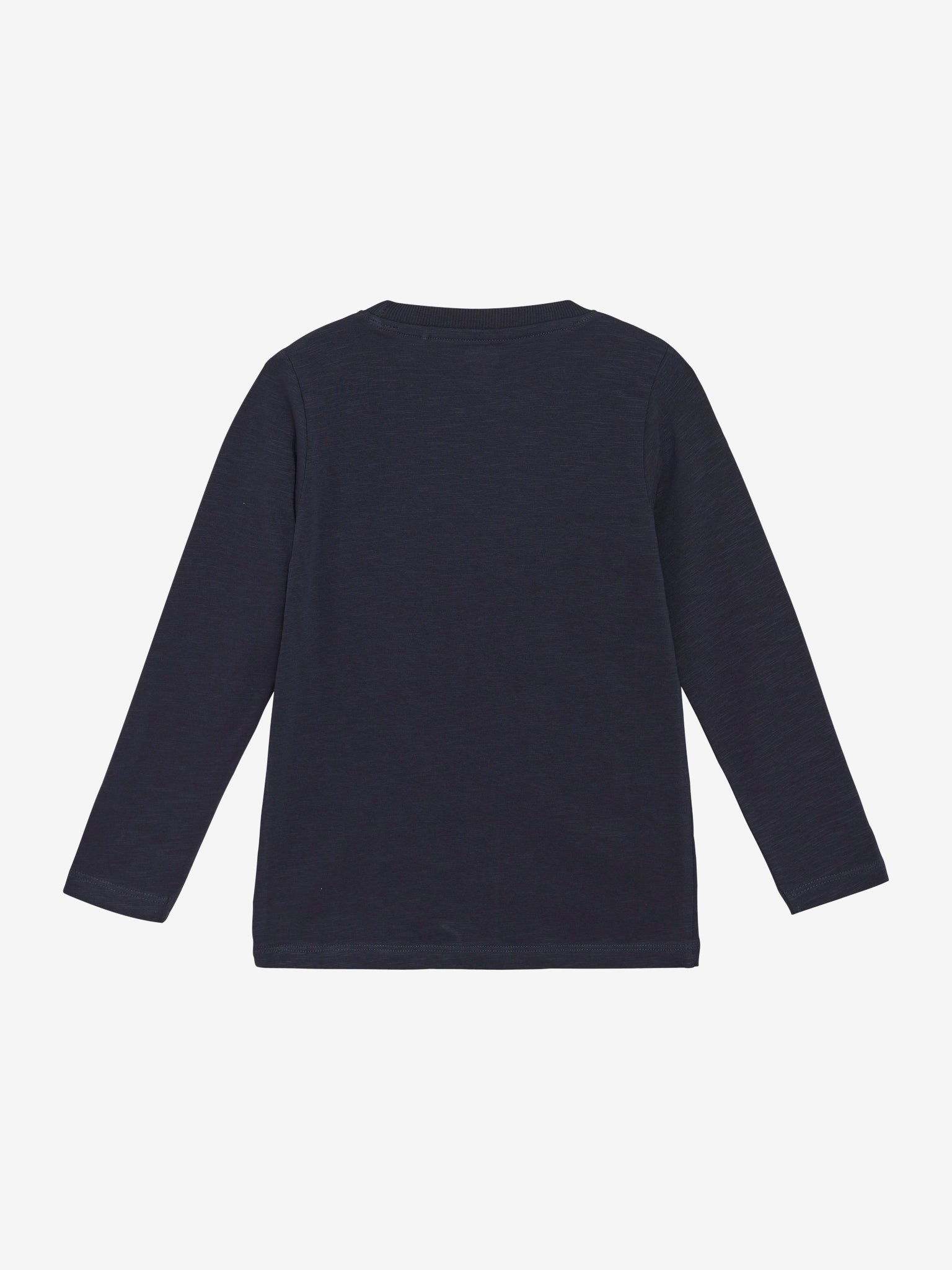 Dieses dunkelblaue Langarmshirt von MINYMO besticht durch ein funkelndes Paillettenmotiv in Form eines Polizeiautos und verleiht jedem Outfit einen einzigartigen Akzent.