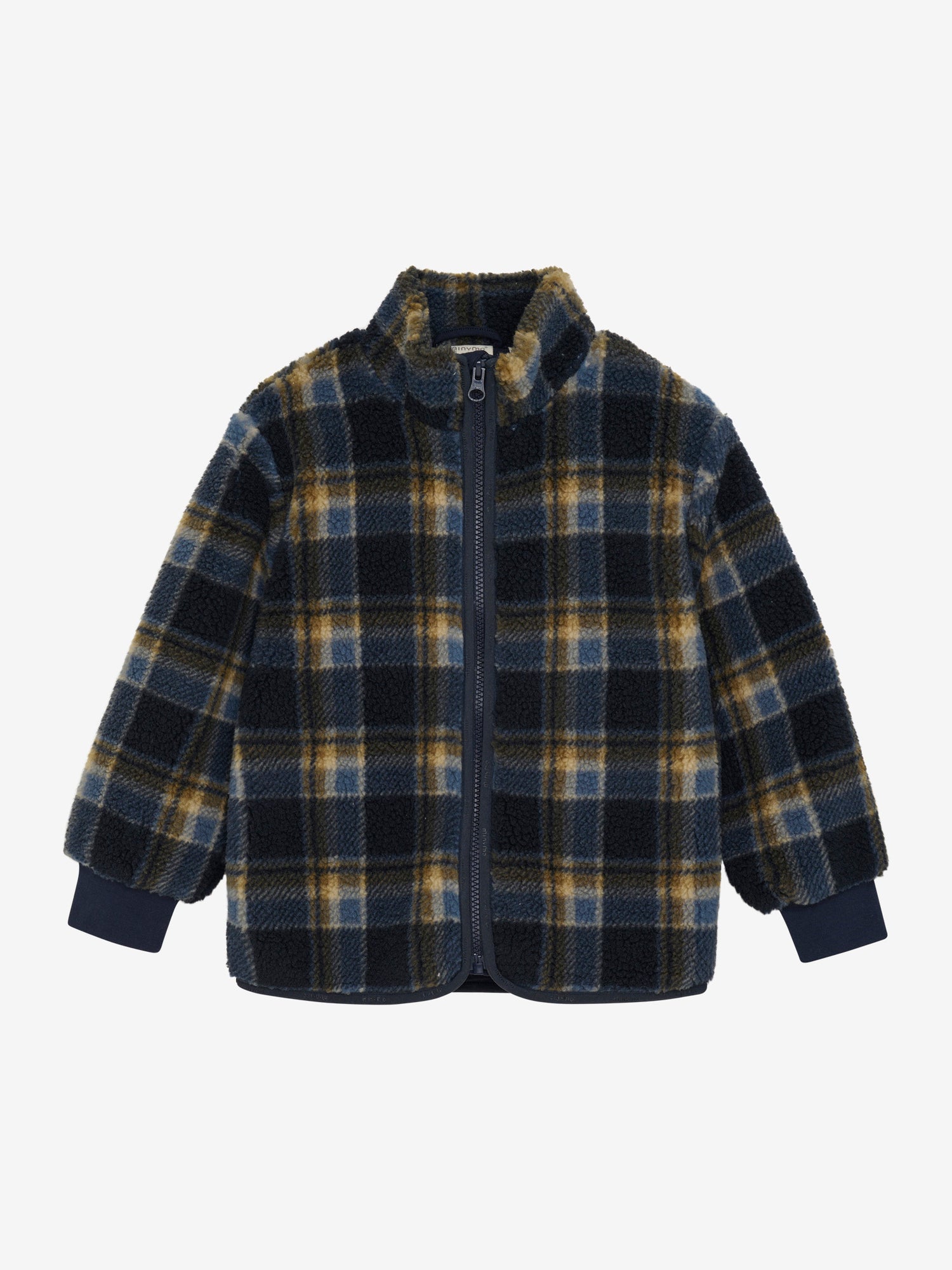 Die schwarze Teddyjacke von MINYMO besticht durch ihr kariertes Muster und sorgt für angenehme Wärme – perfekt für stilbewusste, die Komfort schätzen.