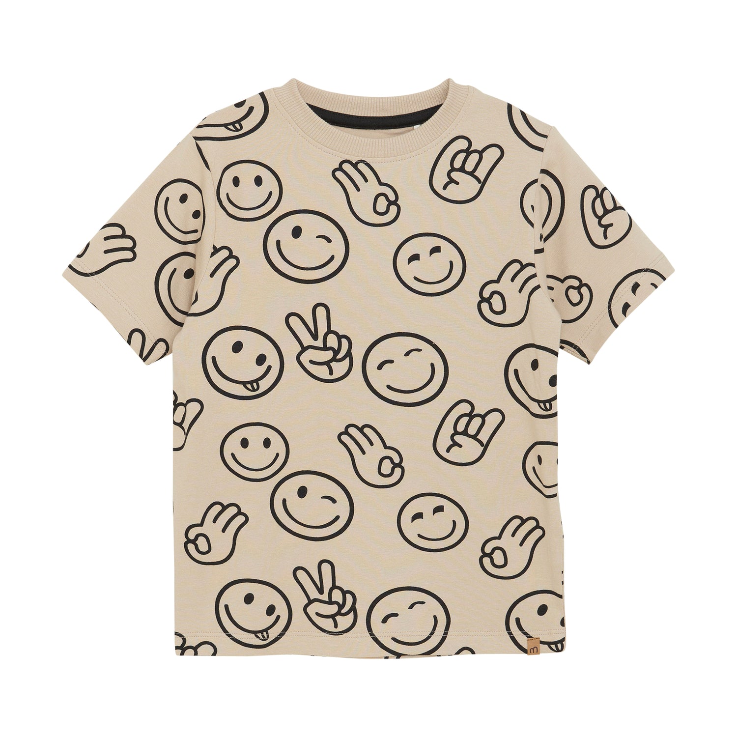 Dieses kurzärmelige T-Shirt von MINYMO besticht durch ein fröhliches Smiley-Motiv und sorgt für gute Laune im Alltag.