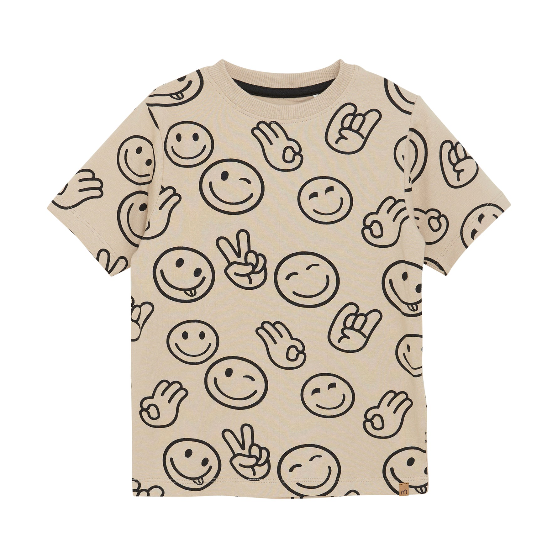 Dieses kurzärmelige T-Shirt von MINYMO besticht durch ein fröhliches Smiley-Motiv und sorgt für gute Laune im Alltag.