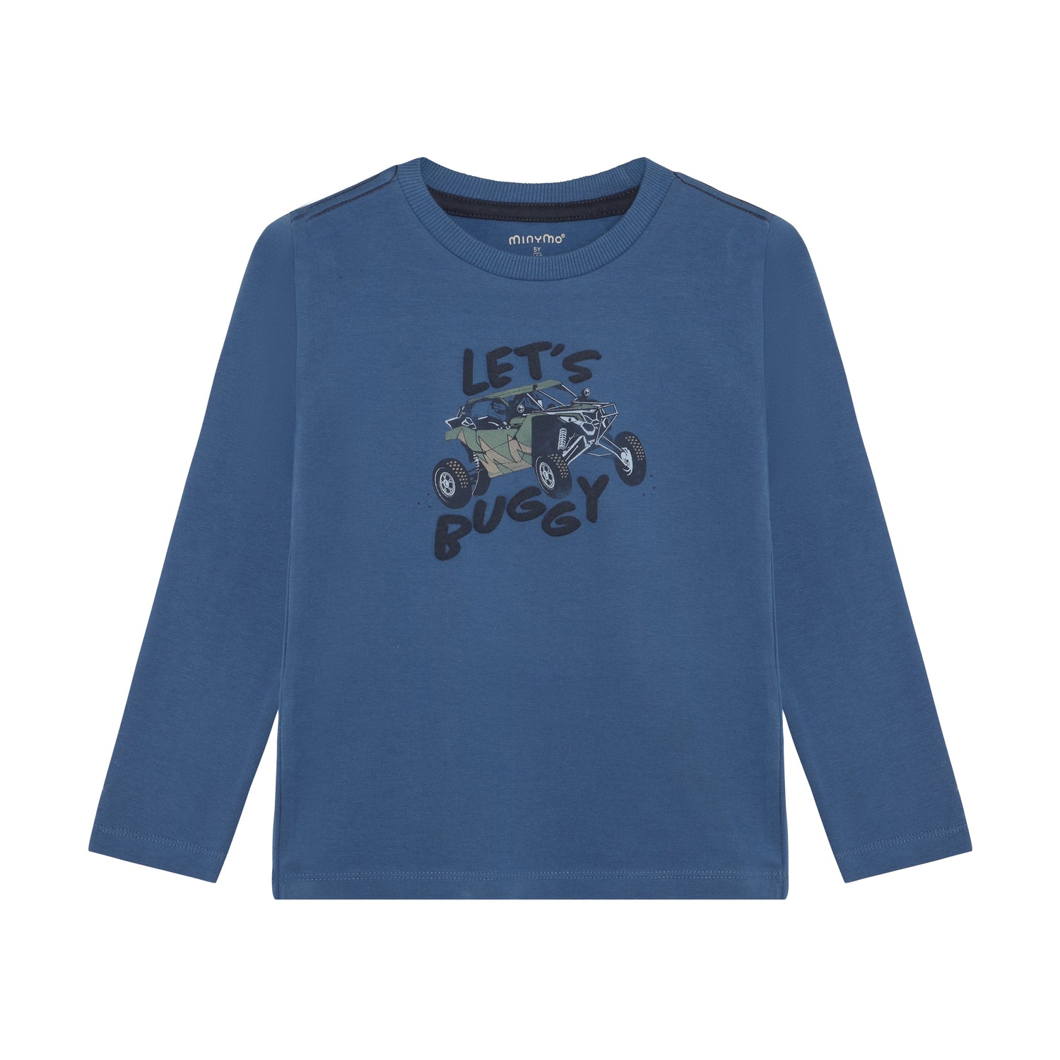 Dunkelblaues langarm T-Shirt von MINYMO mit Buggy Motiv.