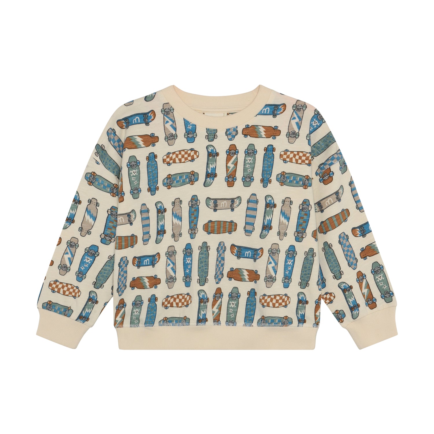 Langarm Sweatshirt mit All-Over Skateboard Print von MINYMO.