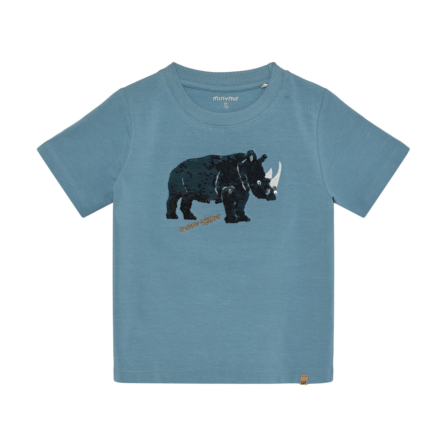 Blaues kurzarm T-Shirt mit Nashorn Aufdruck von MINYMO.