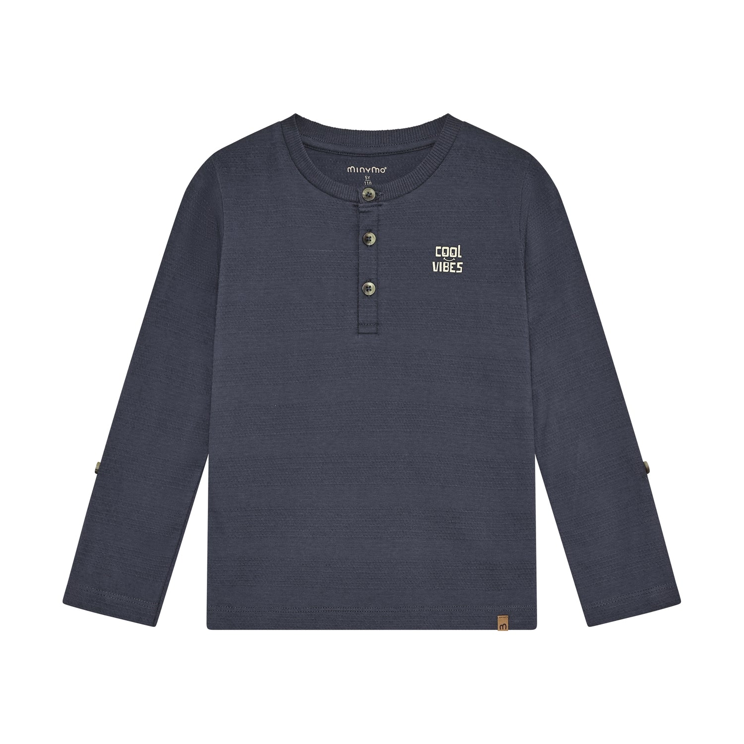 Dunkelblaues langarm Shirt von MINYMO mit Knöpfen.