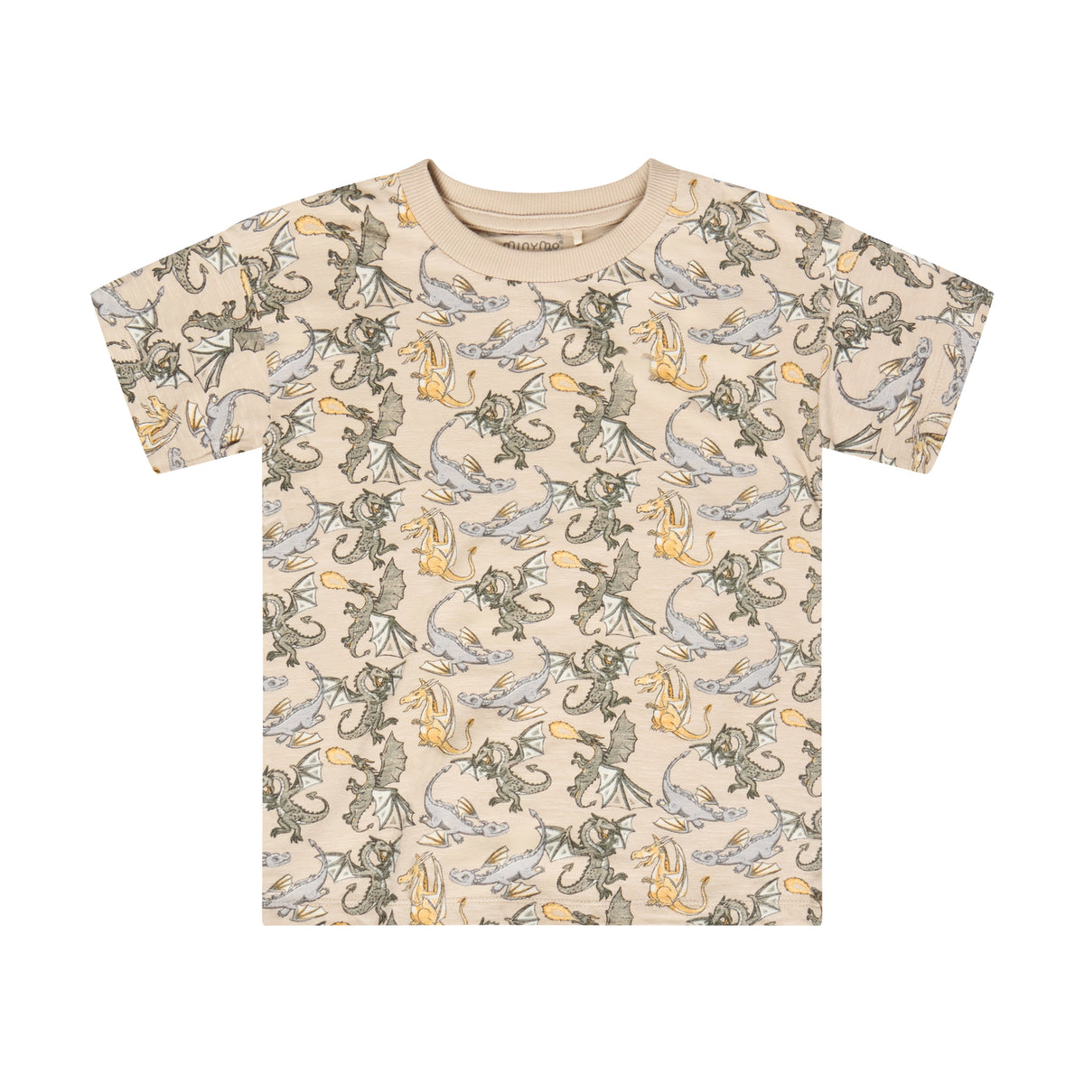 Weiches Kurzarm-Shirt mit verspieltem All-Over-Drachendruck von Minymo. Die Mischung aus 95% Baumwolle und 5% Elastane sorgt für optimalen Tragekomfort und sanfte Bewegungsfreiheit. Perfekt für warme Tage.