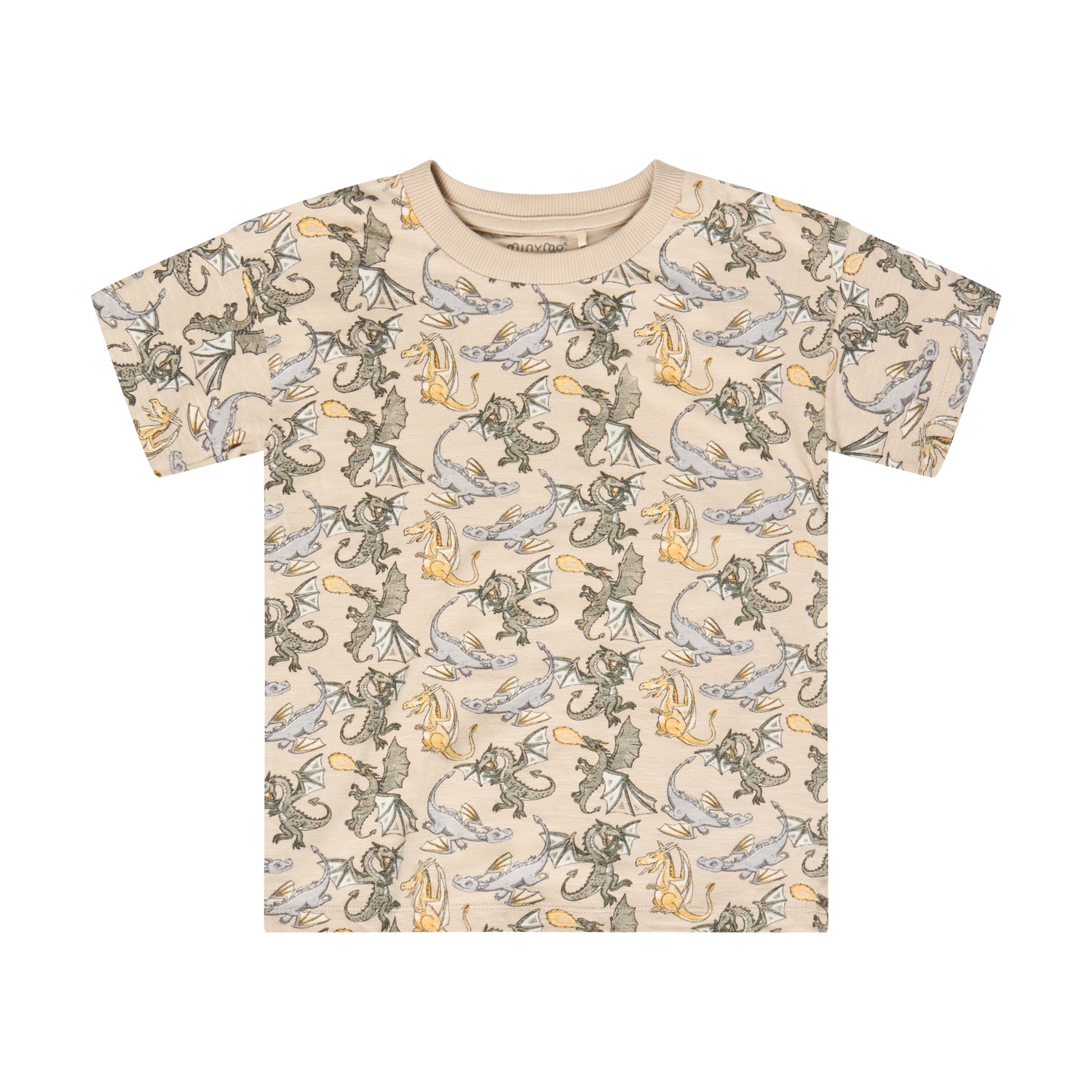 Weiches Kurzarm-Shirt mit verspieltem All-Over-Drachendruck von Minymo. Die Mischung aus 95% Baumwolle und 5% Elastane sorgt für optimalen Tragekomfort und sanfte Bewegungsfreiheit. Perfekt für warme Tage.