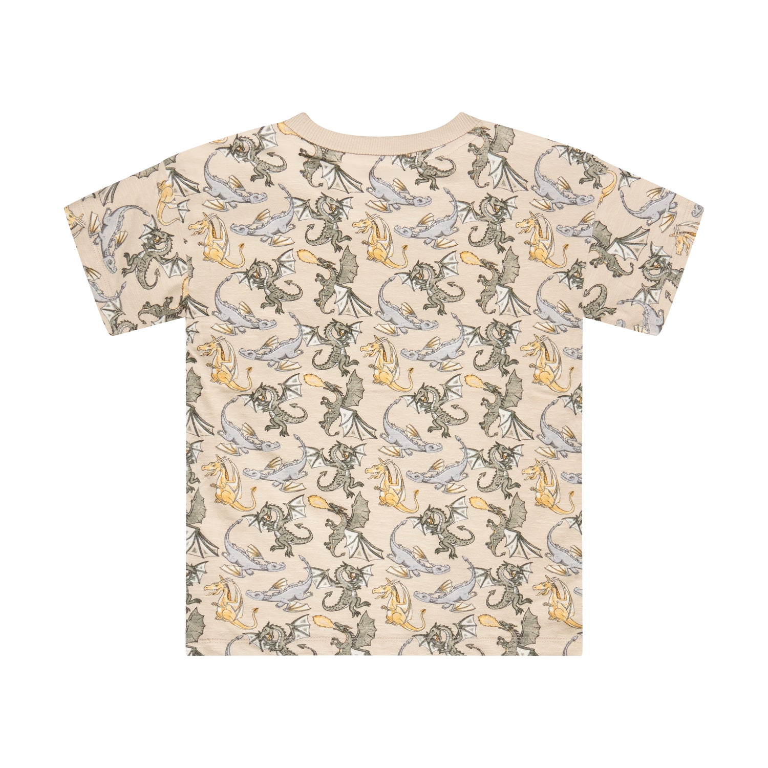 Weiches Kurzarm-Shirt mit verspieltem All-Over-Drachendruck von Minymo. Die Mischung aus 95% Baumwolle und 5% Elastane sorgt für optimalen Tragekomfort und sanfte Bewegungsfreiheit. Perfekt für warme Tage.