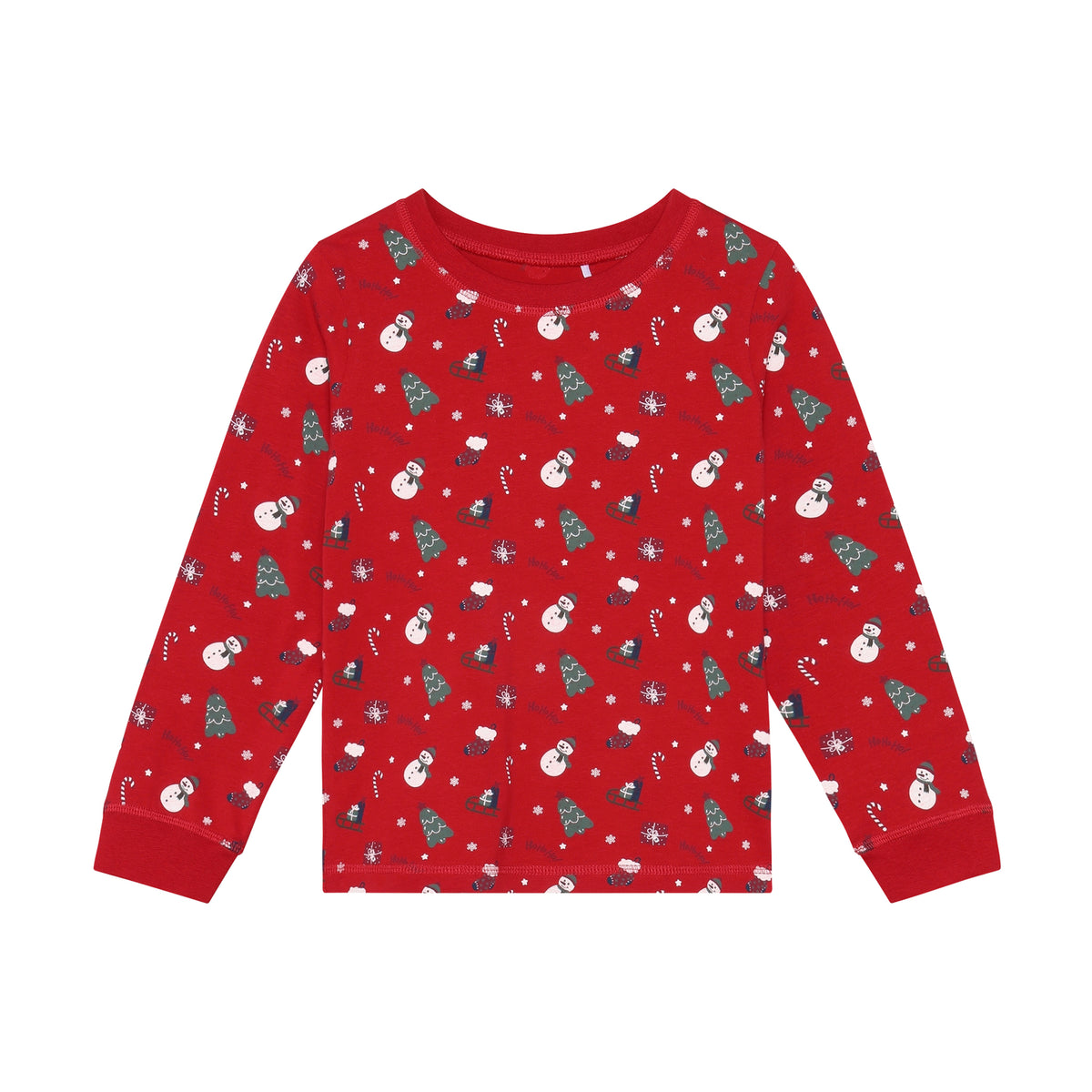 Gemütlicher roter Weihnachtspyjama von Minymo mit langen Ärmeln und Beinen – perfekt für festliche Nächte. Die hochwertige Mischung aus 90% Baumwolle, 5% Polyester und 5% Elastane sorgt für Komfort und Bewegungsfreiheit.