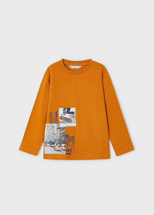 langarm Shirt in orange mit Aufdruck von Mayoral