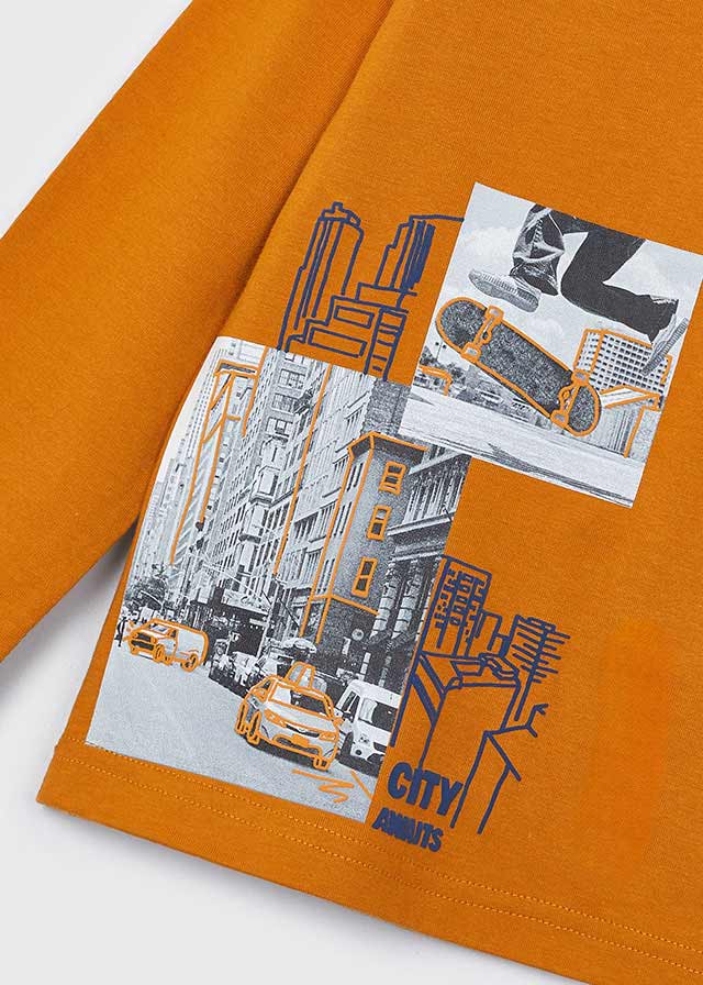 langarm Shirt in orange mit Aufdruck von Mayoral