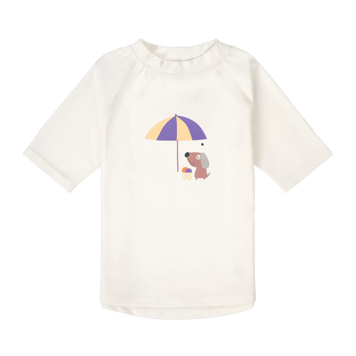 Das weiße, kurzärmelige Baby Badeshirt von Lässig mit UV-Schutz 60 (Design Eis Hund) schützt zuverlässig. Das atmungsaktive und schnelltrocknende Material sorgt für unbeschwerten Badespaß.