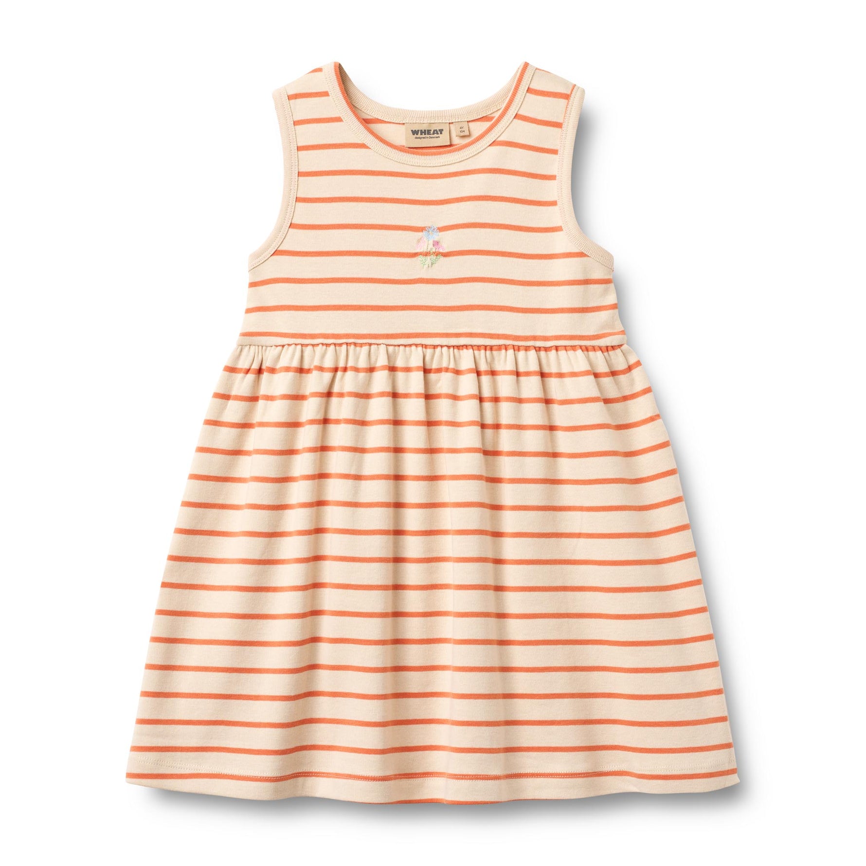 Weiches Jersey-Kleid Martha aus 100% Bio-Baumwolle mit klassischem Streifenmuster in Wheat-Tönen. Das luftige Design sitzt angenehm und eignet sich perfekt für entspannte Tage. Die hochwertige Bio-Baumwolle ist hautfreundlich und nachhaltig – ideal für einen natürlichen, mühelosen Look.