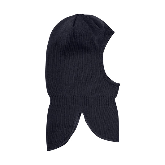 Diese dunkelblaue Strickhaube von MINYMO bietet zuverlässigen Schutz und Komfort bei kaltem Wetter.