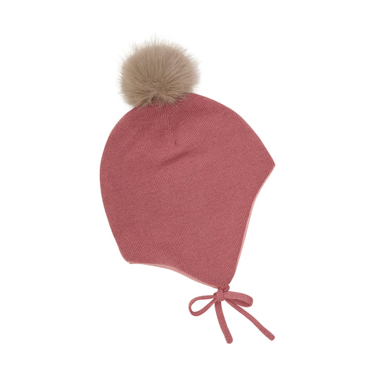 Diese rosa Haube von MINYMO bietet dank des abnehmbaren Kunstfell-Pompoms vielseitigen Tragekomfort und passt sich Ihren Bedürfnissen an.