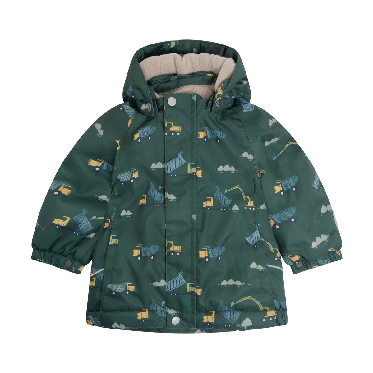 Warme Winterjacke mit verspieltem All-Over-Dino-Print – perfekt für kleine Abenteurer. Die leichte Polyesterjacke bietet Schutz vor Kälte und Wind, während das bunte Design Kinderaugen zum Leuchten bringt. Ideal für Herbst und Winter.