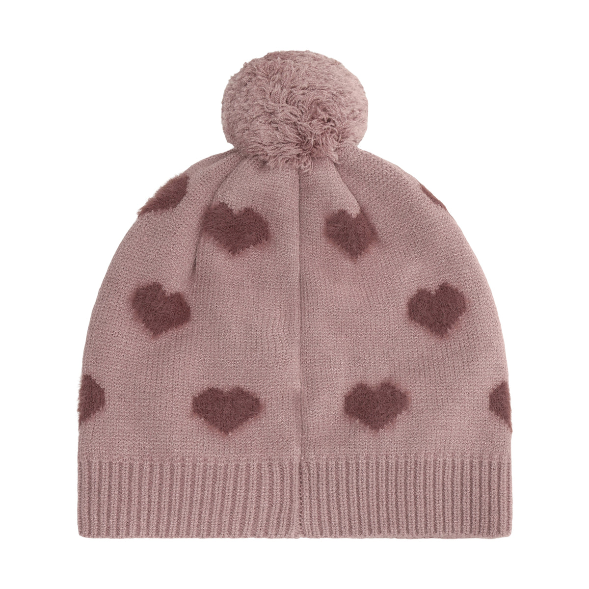 Weiche Teddy-Pile-Haube von Minymo in zartem Rosa mit niedlichem Herzmuster. Angenehm zu tragen und perfekt für kühle Tage. Aus hochwertiger Materialmischung: 52% Viscose, 28% Polyester und 20% Nylon für optimalen Komfort und Langlebigkeit.