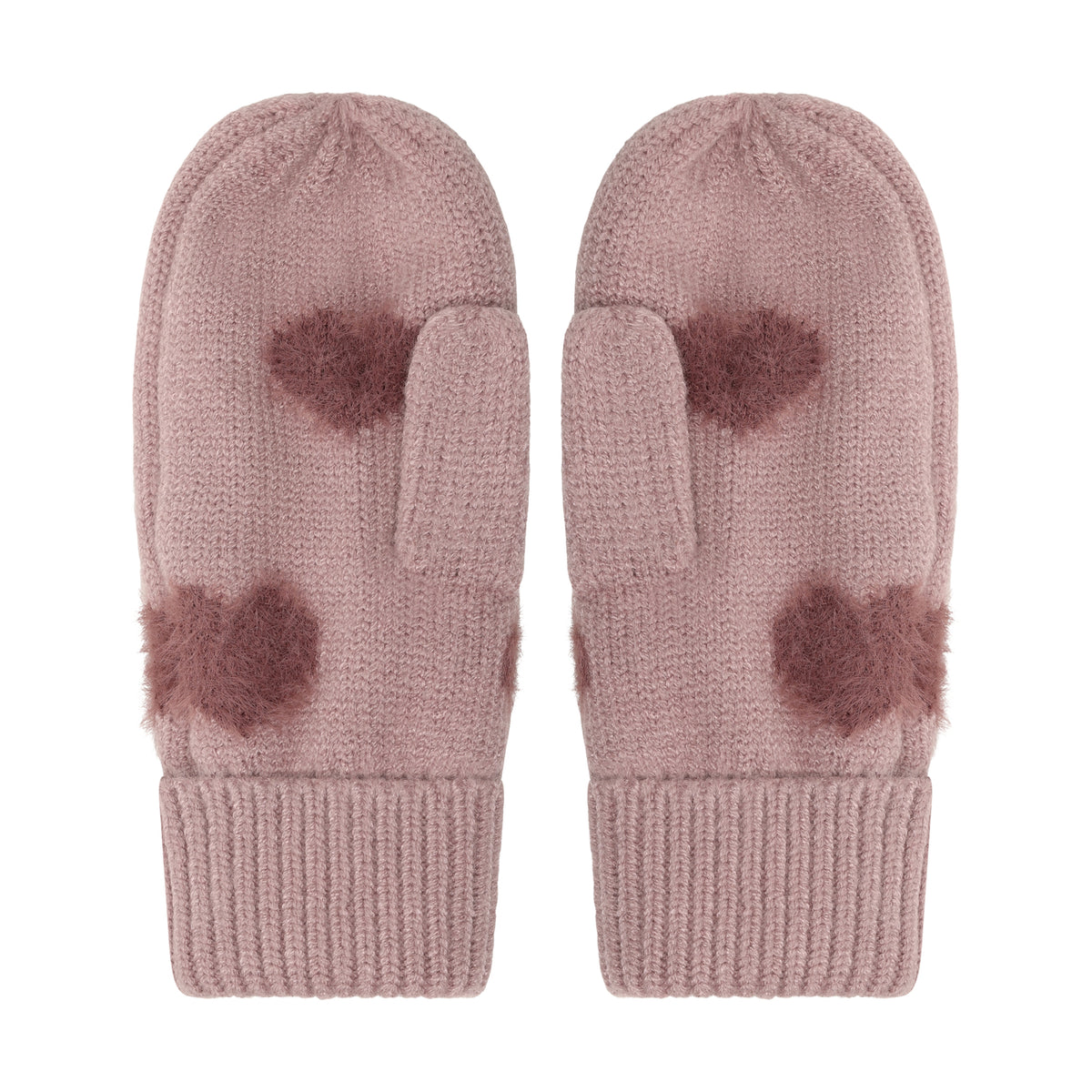 Rosa Fäustlinge mit niedlichen Herzmotiven von Minymo – kuschelig weich und perfekt für kleine Hände. Aus hochwertiger Materialmischung aus Viscose, Polyester und Nylon gefertigt.