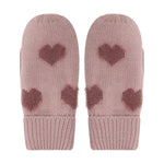 Rosa Fäustlinge mit niedlichen Herzmotiven von Minymo – kuschelig weich und perfekt für kleine Hände. Aus hochwertiger Materialmischung aus Viscose, Polyester und Nylon gefertigt.