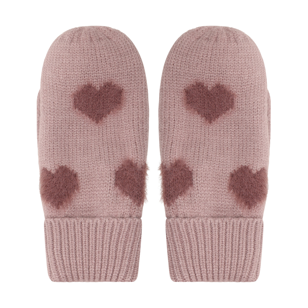 Rosa Fäustlinge mit niedlichen Herzmotiven von Minymo – kuschelig weich und perfekt für kleine Hände. Aus hochwertiger Materialmischung aus Viscose, Polyester und Nylon gefertigt.