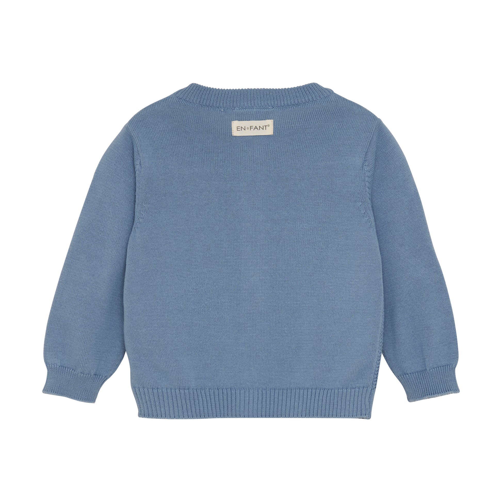 ie blaue Strickweste von Enfant überzeugt mit hochwertiger Verarbeitung und weichem Material. Sie bietet angenehmen Tragekomfort und lässt sich vielseitig zu verschiedenen Outfits kombinieren – perfekt für stilbewusste Kinder.