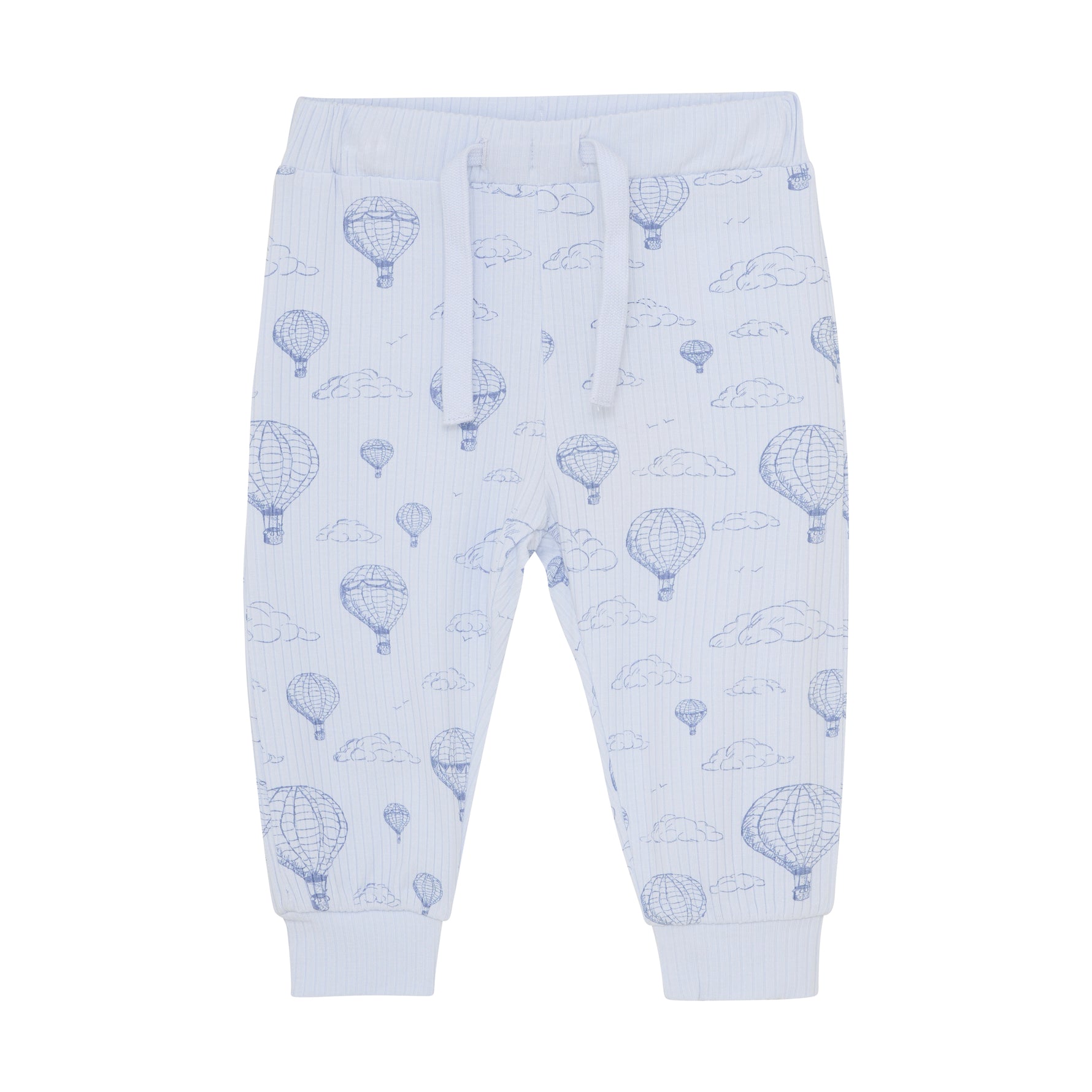 Die gerippte Hose von Enfant besticht durch ihr charmantes Muster in einem sanften Hellblau und verleiht jedem Outfit eine frische, stilvolle Note.