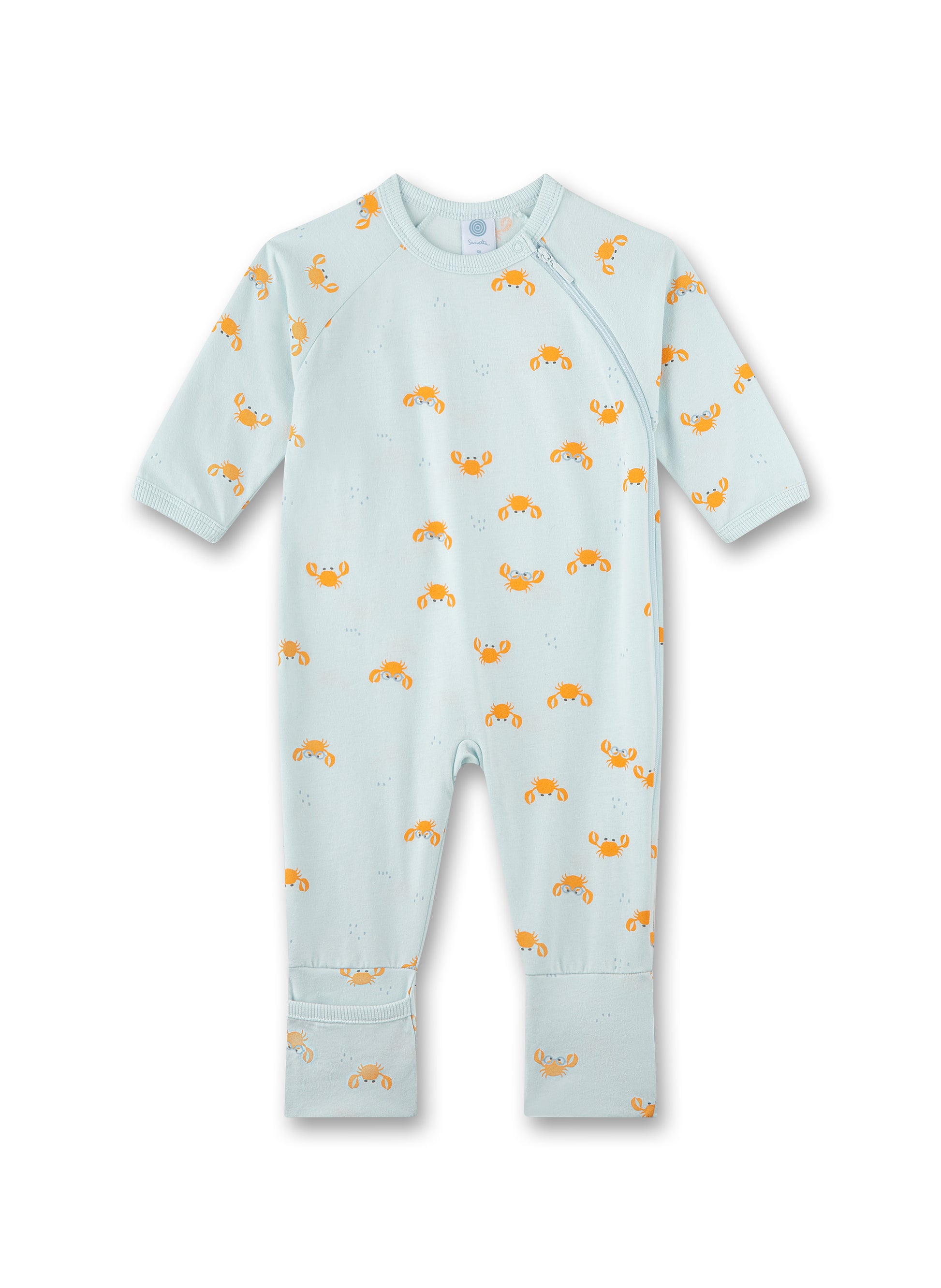Süßer langer Strampler für Baby-Jungs mit lustigem Krabben-Alloverprint.