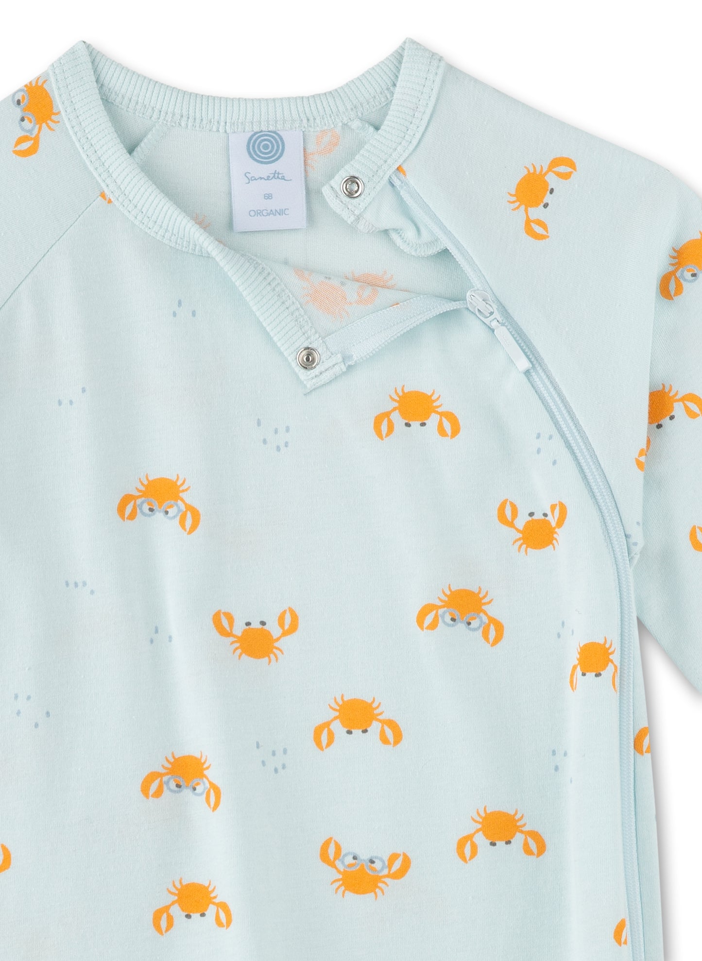 Süßer langer Strampler für Baby-Jungs mit lustigem Krabben-Alloverprint.