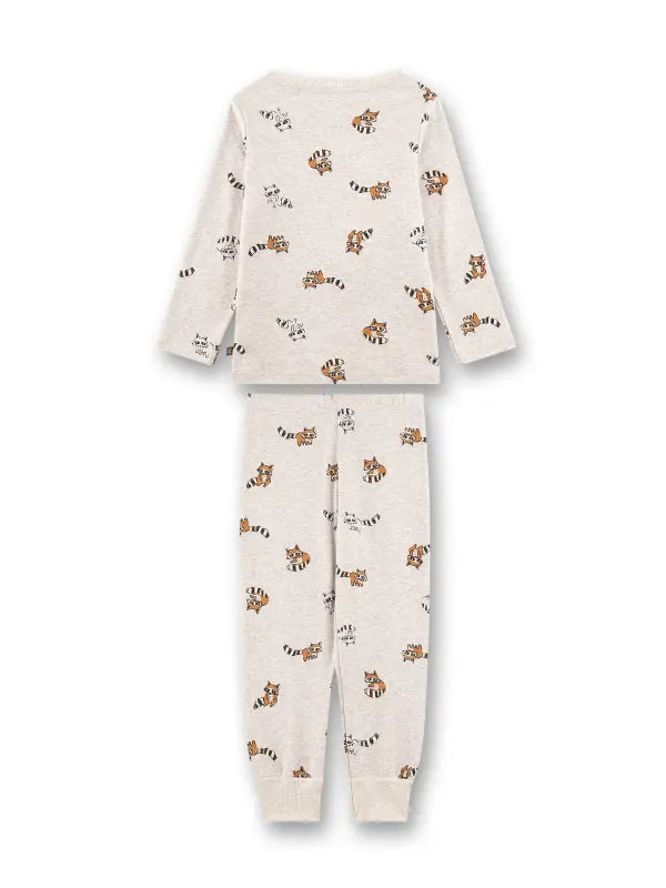 Dieser Schlafanzug von Sanetta für Jungen lädt zum Träumen und Wohlfühlen ein. Gefertigt aus 100 % weicher Baumwolle, überzeugt er mit einem verspielten Alloverprint: kleine Waschbären, mal in Braun, mal im zarten Beige-Melange des Hintergrunds. So entsteht ein harmonisches, kindgerechtes Design voller Leichtigkeit. Das Oberteil ist mit einem elastischen Rippbündchen am Halsausschnitt ausgestattet und schenkt angenehmen Tragekomfort. Auch die Hose im gleichen beige-melierten Look sorgt mit elastischem Bund 