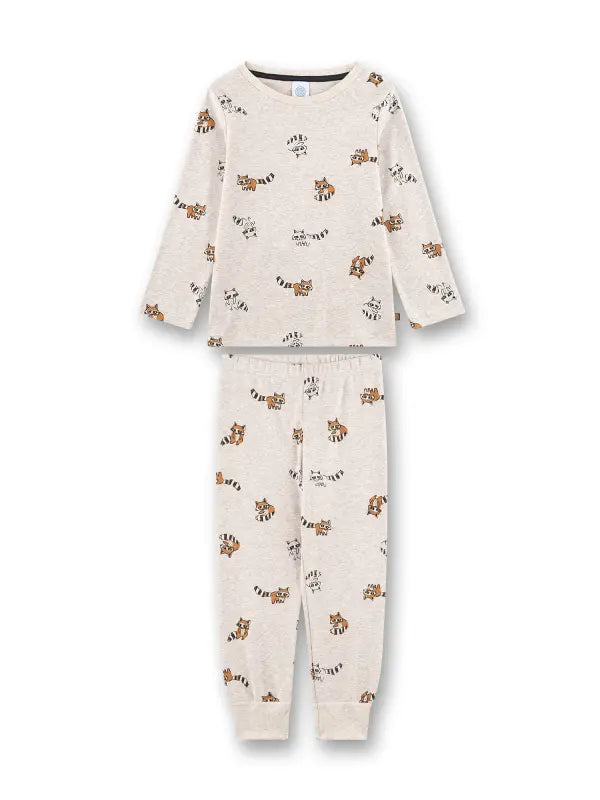 Dieser Schlafanzug von Sanetta für Jungen lädt zum Träumen und Wohlfühlen ein. Gefertigt aus 100 % weicher Baumwolle, überzeugt er mit einem verspielten Alloverprint: kleine Waschbären, mal in Braun, mal im zarten Beige-Melange des Hintergrunds. So entsteht ein harmonisches, kindgerechtes Design voller Leichtigkeit. Das Oberteil ist mit einem elastischen Rippbündchen am Halsausschnitt ausgestattet und schenkt angenehmen Tragekomfort. Auch die Hose im gleichen beige-melierten Look sorgt mit elastischem Bund 