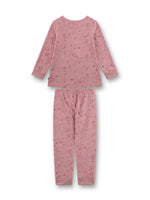 Dieser bezaubernde Mädchen-Schlafanzug von Sanetta aus 100 % GOTS-zertifizierter Bio-Baumwolle in Velours-Single-Qualität sorgt für gemütliche Wohlfühlmomente. Das Oberteil in dunklem Rosé ist mit einem fröhlichen Alloverprint aus Partymäusen, Blumen, Girlanden, Luftballons und Geschenken verziert. Die passende Hose im gleichen Look sitzt dank des bequemen Gummibunds besonders angenehm, wird von einer süßen Schleife liebevoll akzentuiert und verfügt über Beinabschlüsse. Ein Lieblingsstück, das Geborgenheit,